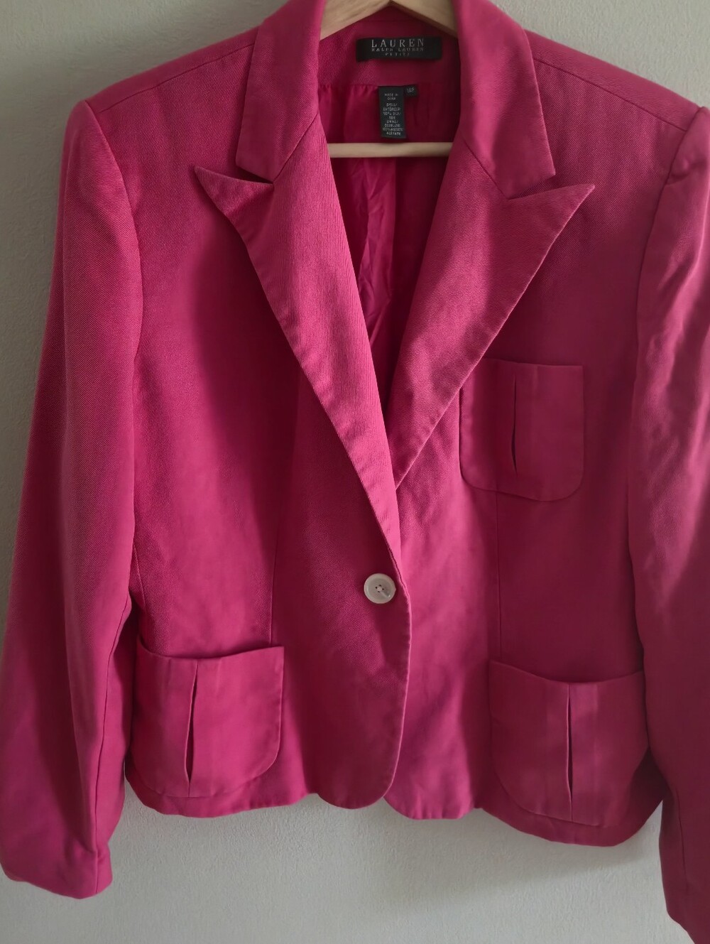 Lauren Ralph Lauren Hot Pink 100% Silk Blazer